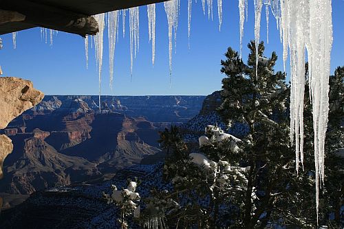 Lookout Studio Icicles and Grand Canyon