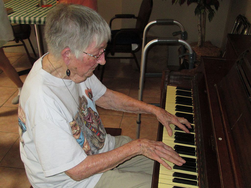 Mom Plays the Ranch Piano